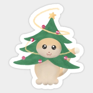 Christmas tree cat Sticker